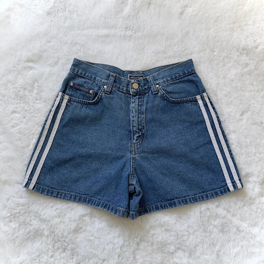 Vintage Xhileration Sporty High Rise Striped Denim Shorts, Girl’s Size Large